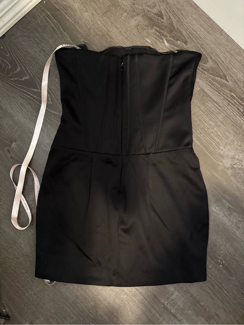 House of cb LAILA Black satin strapless mini Dress - Picture 4 of 5